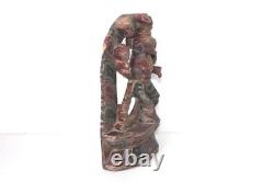 Wooden Panel Carved Dancing Shiva Old Vintage Indian Antique Collectible PG-14