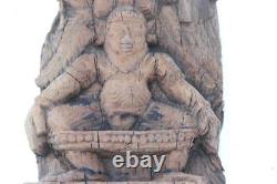Wooden Sadhu Panel Carved Old Vintage Rare Home Decor Collectible I-92