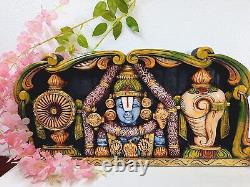 Wooden Wall Panel Balaji, South Indian God Wood hand Carving, 24 inch length