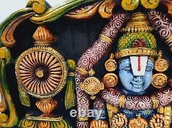 Wooden Wall Panel Balaji, South Indian God Wood hand Carving, 24 inch length