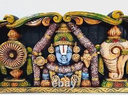 Wooden Wall Panel Balaji, South Indian God Wood hand Carving, 24 inch length
