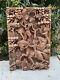 Wooden Carved Wall Panel Hindu God Ganesh Laxmi Saraswati Decor Antique Temple