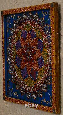 Wooden hand carved painted wall panel multicolor hanging door mount home decor
